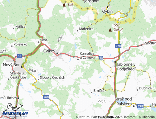 Mapa MICHELIN Kunratice u Cvikova - ViaMichelin