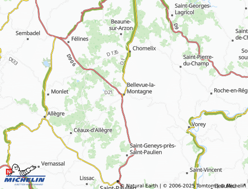 MICHELIN-Landkarte Bellevue-la-Montagne - ViaMichelin