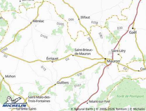 MICHELIN Saint-Brieuc-de-Mauron map - ViaMichelin