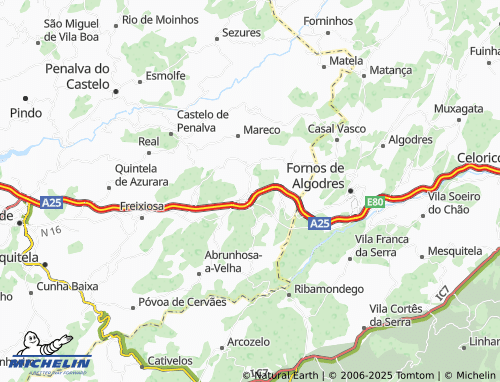 MICHELIN Chãs de Tavares map - ViaMichelin