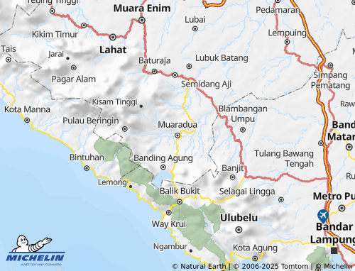 MICHELIN-Landkarte Ogan Komering Ulu Selatan - ViaMichelin
