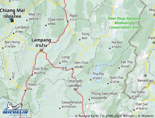 MICHELIN-Landkarte Provinz Phrae - ViaMichelin