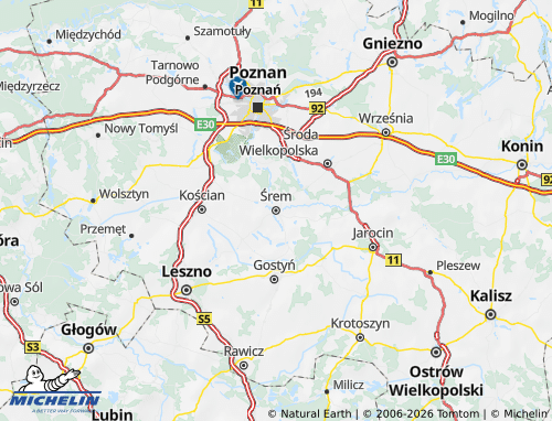 Kaart MICHELIN Srem (District) - ViaMichelin