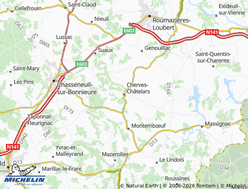 Carte MICHELIN Cherves-Châtelars - ViaMichelin