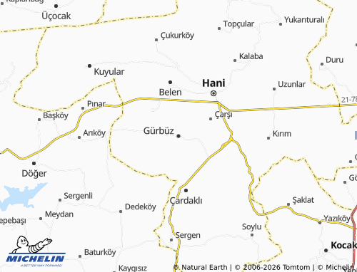 MICHELIN Gürbüz map - ViaMichelin