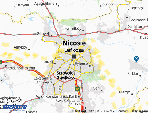 MICHELIN-Landkarte Nikosia - ViaMichelin
