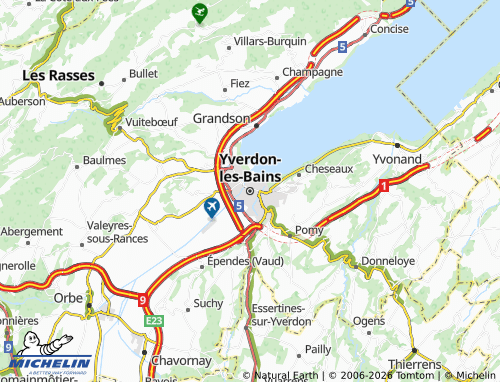 Mappa MICHELIN Yverdon-les-Bains - ViaMichelin