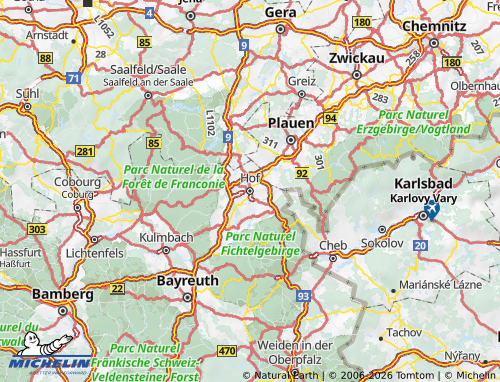 MICHELIN Hof map - ViaMichelin
