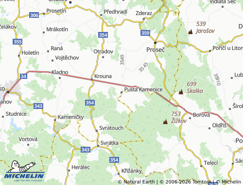Kaart MICHELIN Pustá Kamenice - ViaMichelin