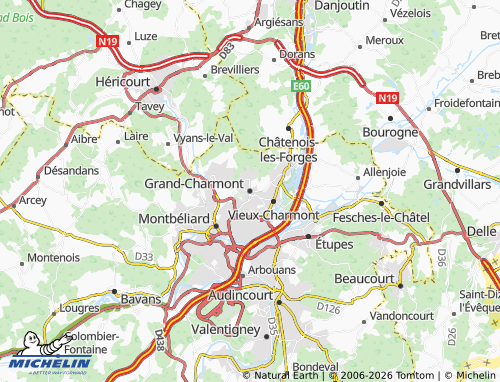 MICHELIN-Landkarte Grand-Charmont - ViaMichelin