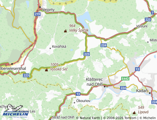 Kaart MICHELIN Měděnec - ViaMichelin