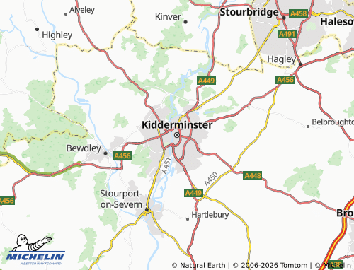 Carte MICHELIN Kidderminster - ViaMichelin