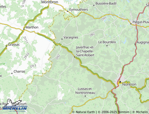 MICHELIN Javerlhac-et-la-Chapelle-Saint-Robert map - ViaMichelin