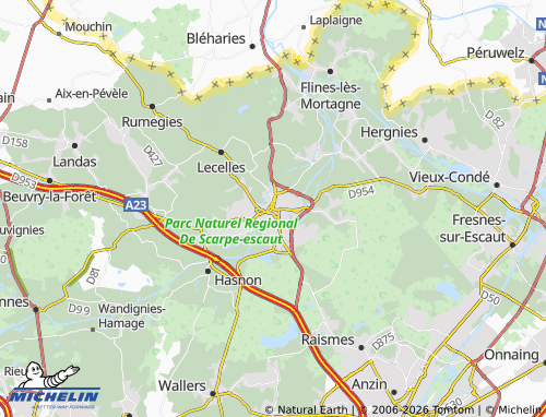 Carte MICHELIN Saint-Amand-les-Eaux - ViaMichelin