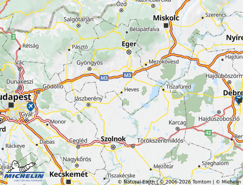 Mapa MICHELIN Hevesi járás - ViaMichelin