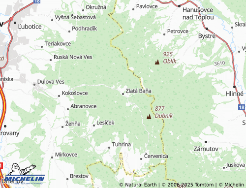 MICHELIN Zlatá Baňa map - ViaMichelin