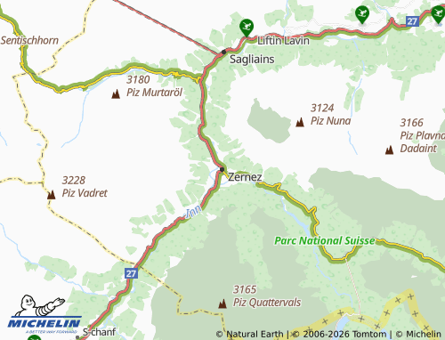 MICHELIN Zernez map - ViaMichelin