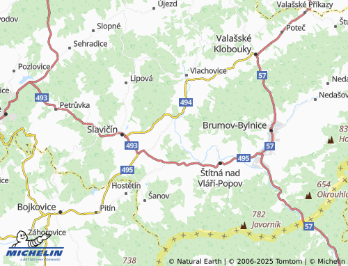 Kaart MICHELIN Bohuslavice nad Vláří - ViaMichelin