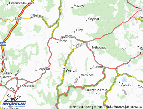 MICHELIN-Landkarte Saint-Bonnet-près-Orcival - ViaMichelin
