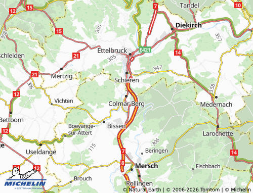 Carte MICHELIN Colmar-Berg - ViaMichelin