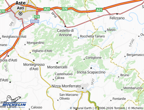 Mappa MICHELIN Belveglio - ViaMichelin