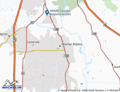 Carte MICHELIN Warner Robins - ViaMichelin