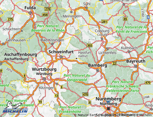 MICHELIN Haßberge map - ViaMichelin