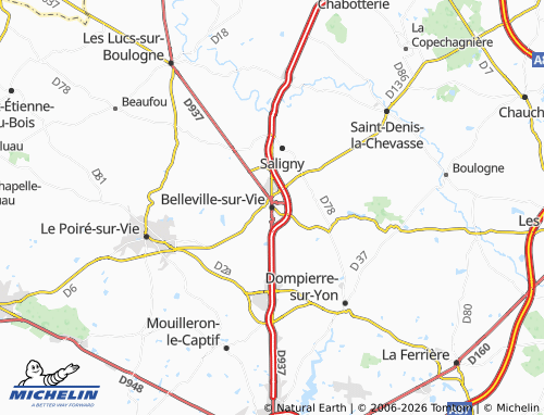 Mapa MICHELIN Belleville-sur-Vie - ViaMichelin