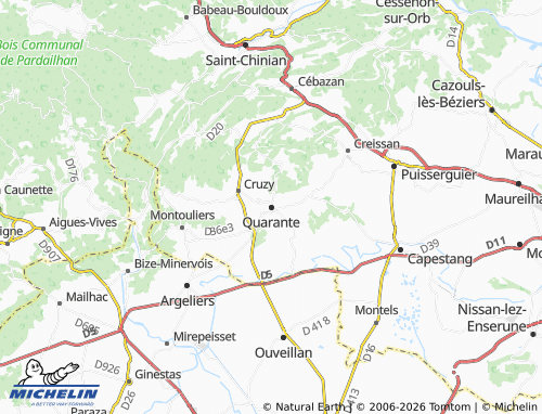MICHELIN Quarante map - ViaMichelin