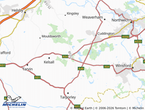 Carte MICHELIN Delamere & Oakmere - ViaMichelin