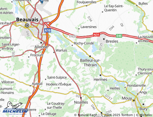 Carte MICHELIN Montreuil-sur-Thérain - ViaMichelin