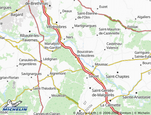 MICHELIN Boucoiran-et-Nozières map - ViaMichelin
