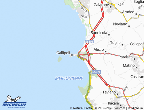 Mapa MICHELIN Gallipoli - ViaMichelin