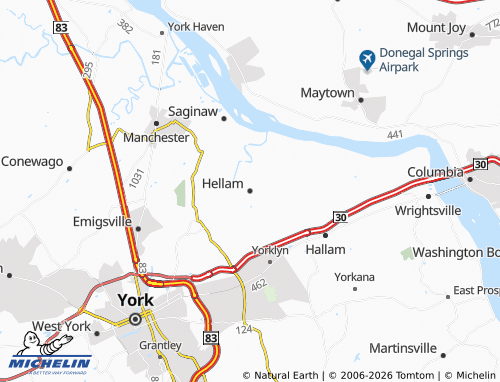 Mapa MICHELIN Hellam - ViaMichelin