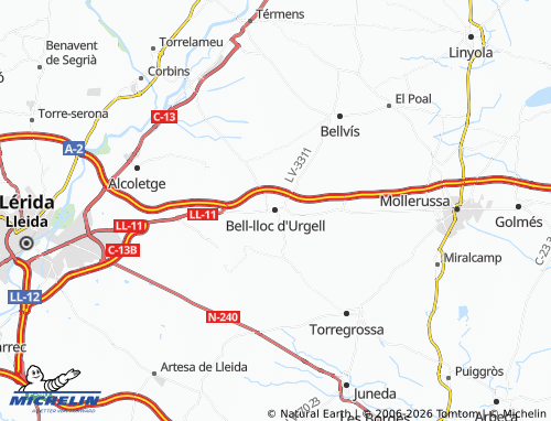 Mapa MICHELIN Bell-lloc d'Urgell - ViaMichelin