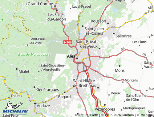 MICHELIN Alès map - ViaMichelin