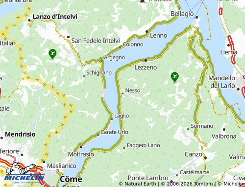 MICHELIN Nesso map - ViaMichelin