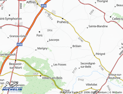 Carte MICHELIN Saint-Romans-des-Champs - ViaMichelin