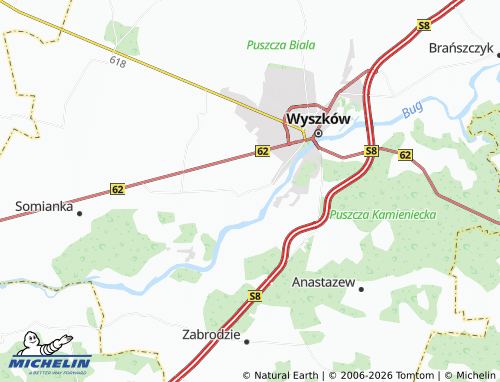 MICHELIN Rybno map - ViaMichelin