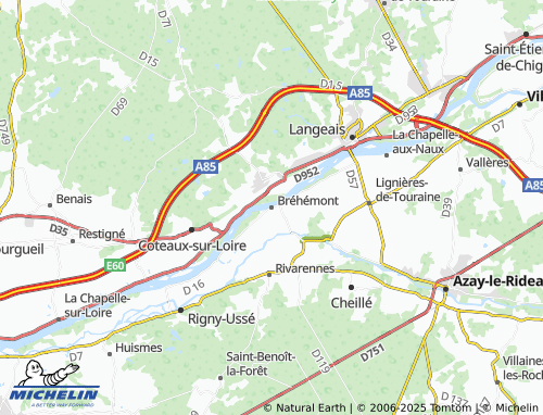 MICHELIN Bréhémont map - ViaMichelin