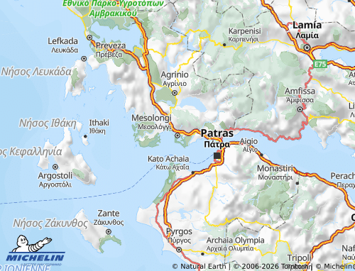 MICHELIN Aetolia-Arcanania map - ViaMichelin