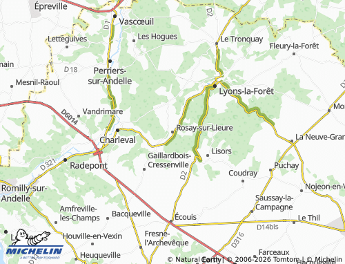 MICHELIN Rosay-sur-Lieure map - ViaMichelin