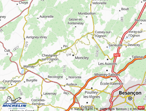 Carte MICHELIN Moncley - ViaMichelin