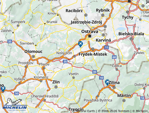 Mappa MICHELIN Nový Jičín - ViaMichelin