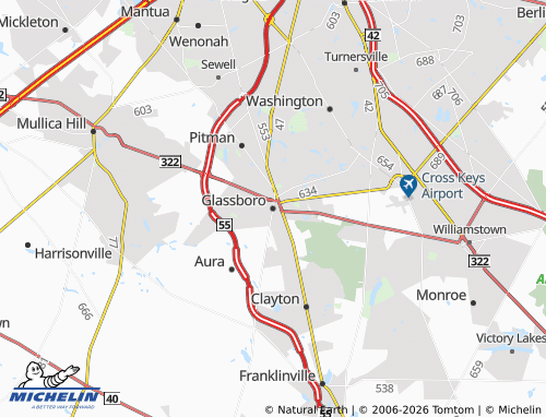 Mappa MICHELIN Glassboro - ViaMichelin
