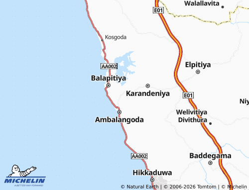 MICHELIN-Landkarte Wathugedara - ViaMichelin