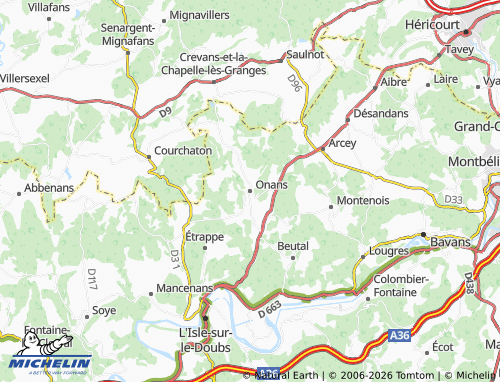 Mapa MICHELIN Onans - ViaMichelin