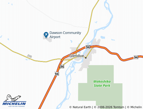 Kaart MICHELIN West Glendive - ViaMichelin
