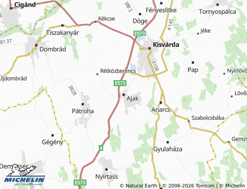 MICHELIN Ajak map - ViaMichelin