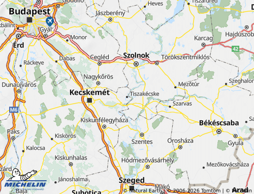 MICHELIN Tiszakécskei járás map - ViaMichelin